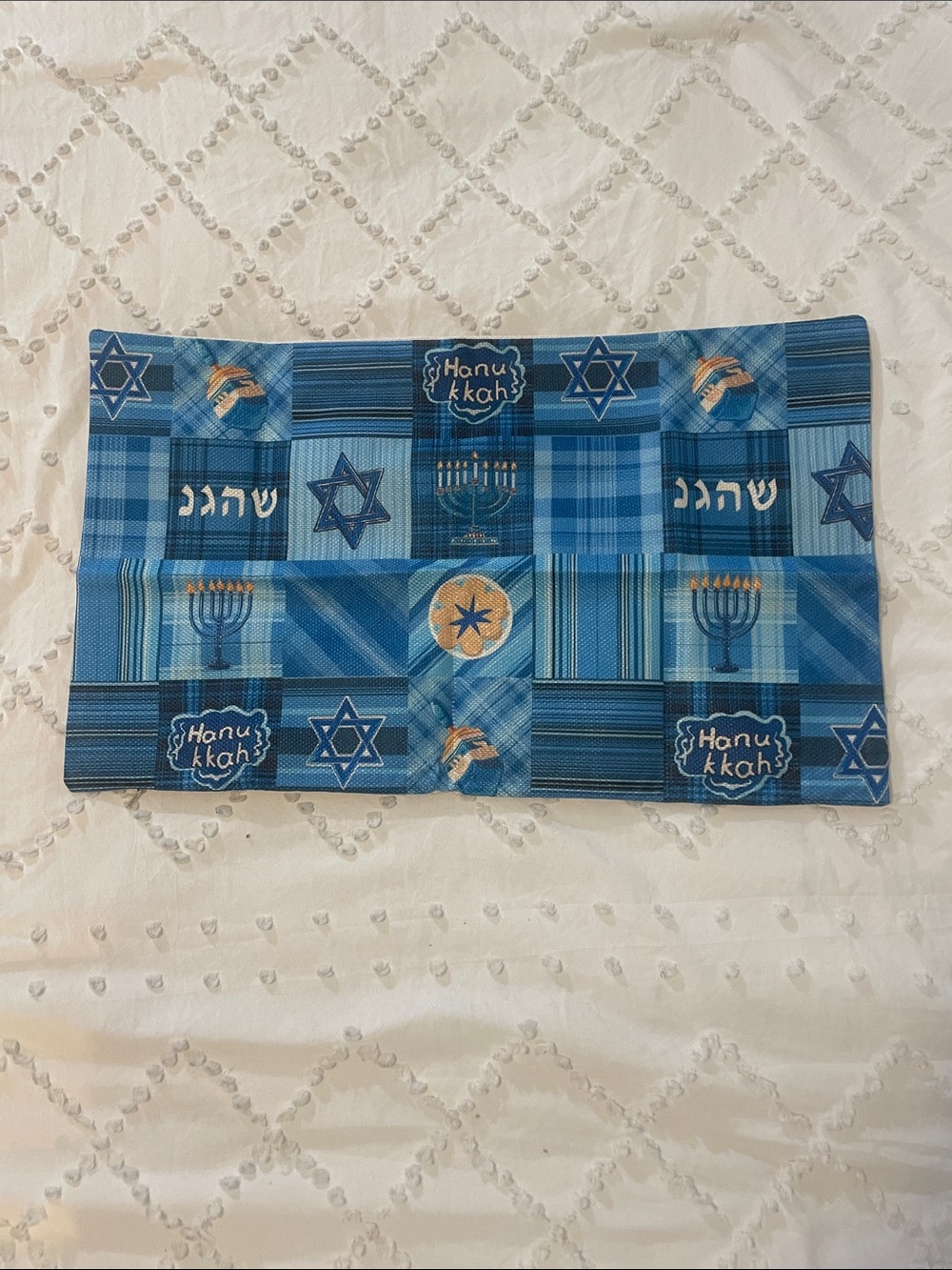 Hanukkah Blue Menorah & Star Pillow Cover new